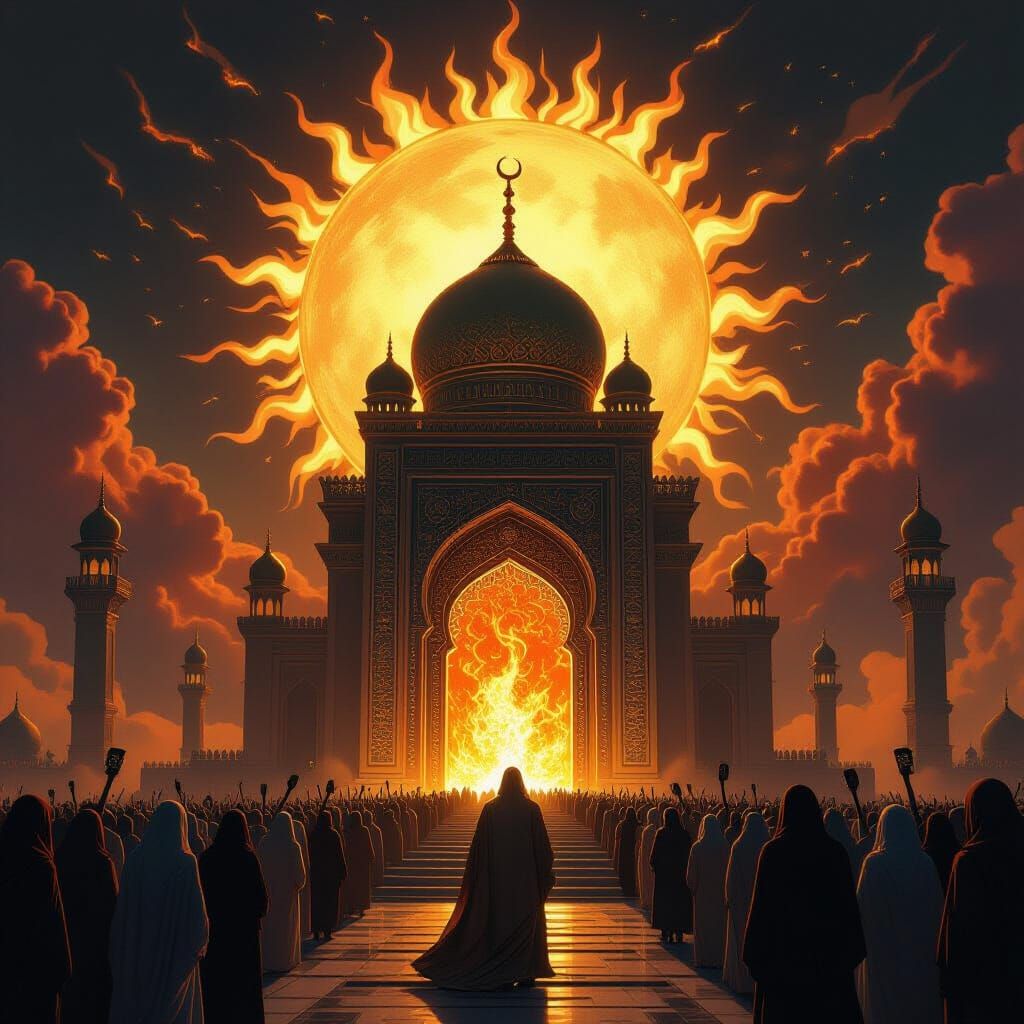 Radiant Sun and Throne in Islamic Art Style
