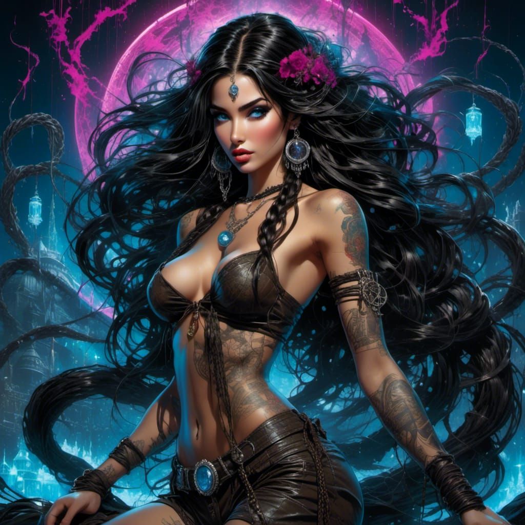 Hyperrealistic Queen in Snowy Fantasy Splash Art