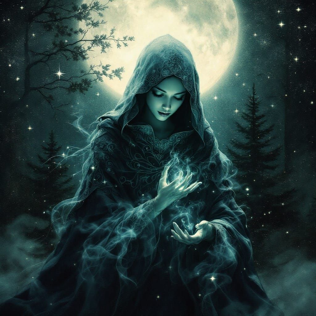 Enchanted Woman of the Moonlit Forest