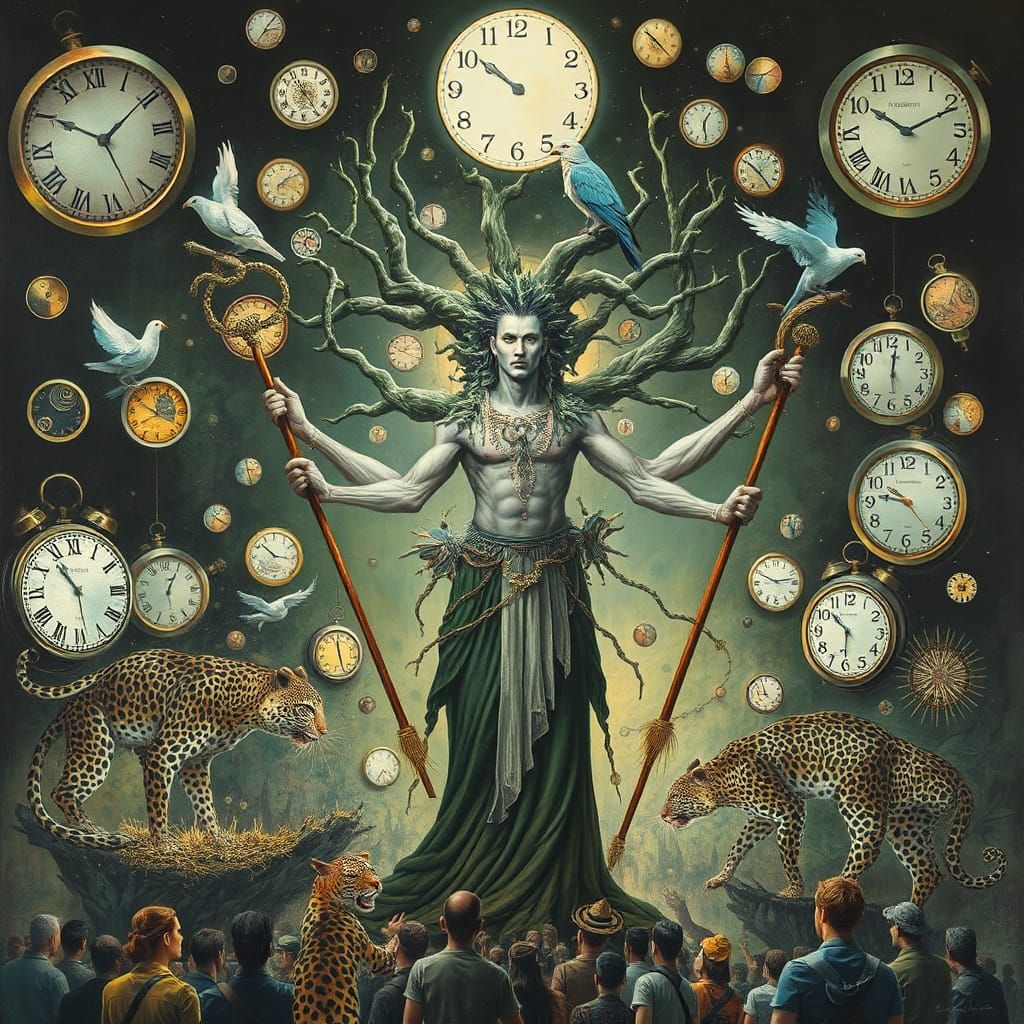 Surreal Leopard Shaman in Melting Dreamscape