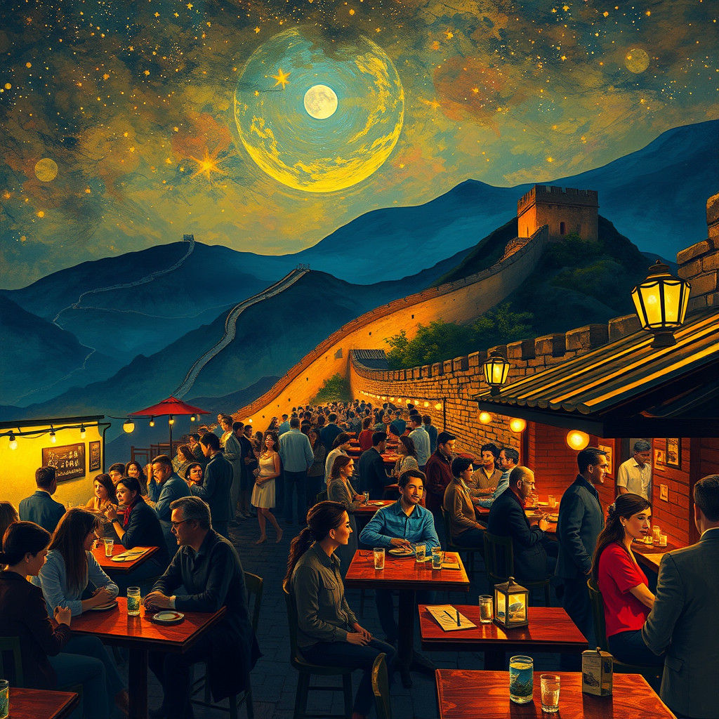 Great Wall Cafe: A Van Gogh-Inspired Night