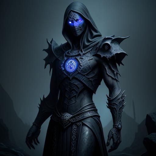 Shadowy Stone Figure in Dark Fantasy Style