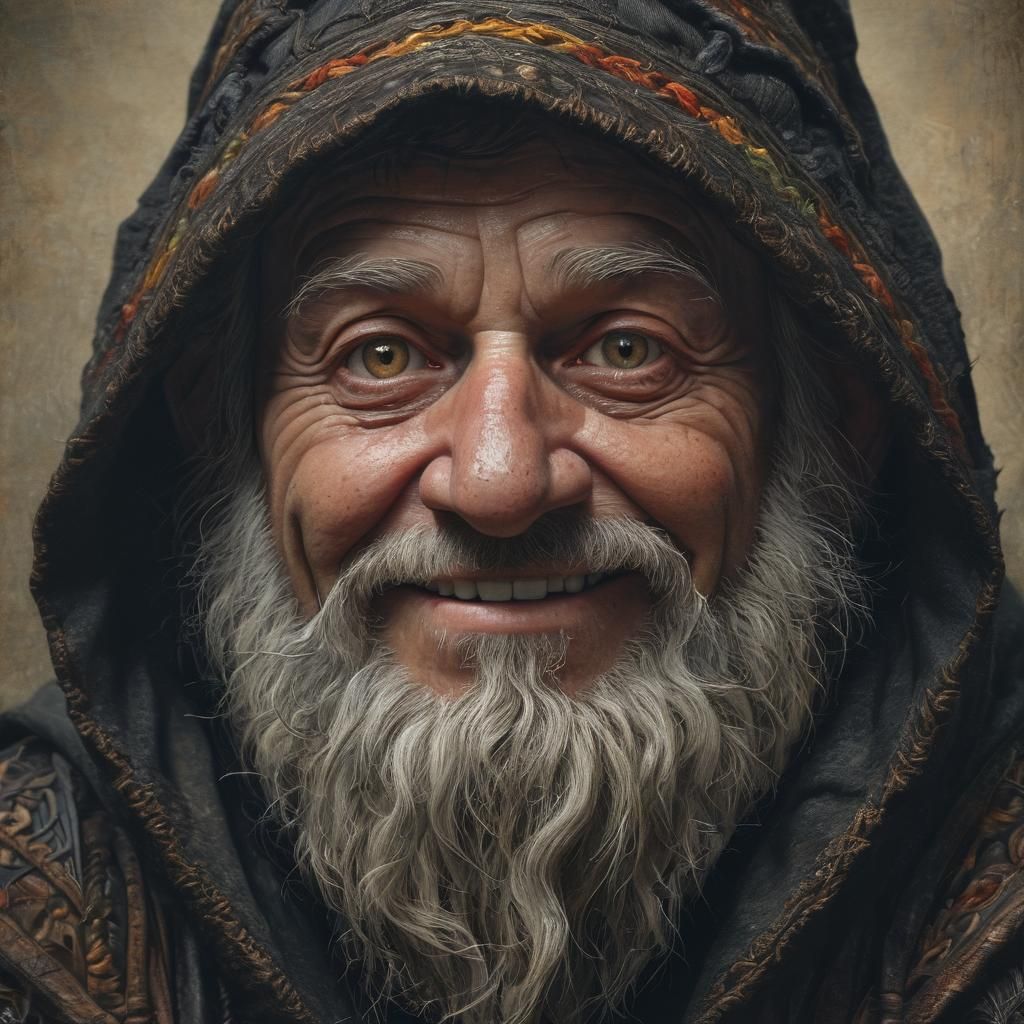 Grizzled Gnome Cleric Portrait in Dürer Style