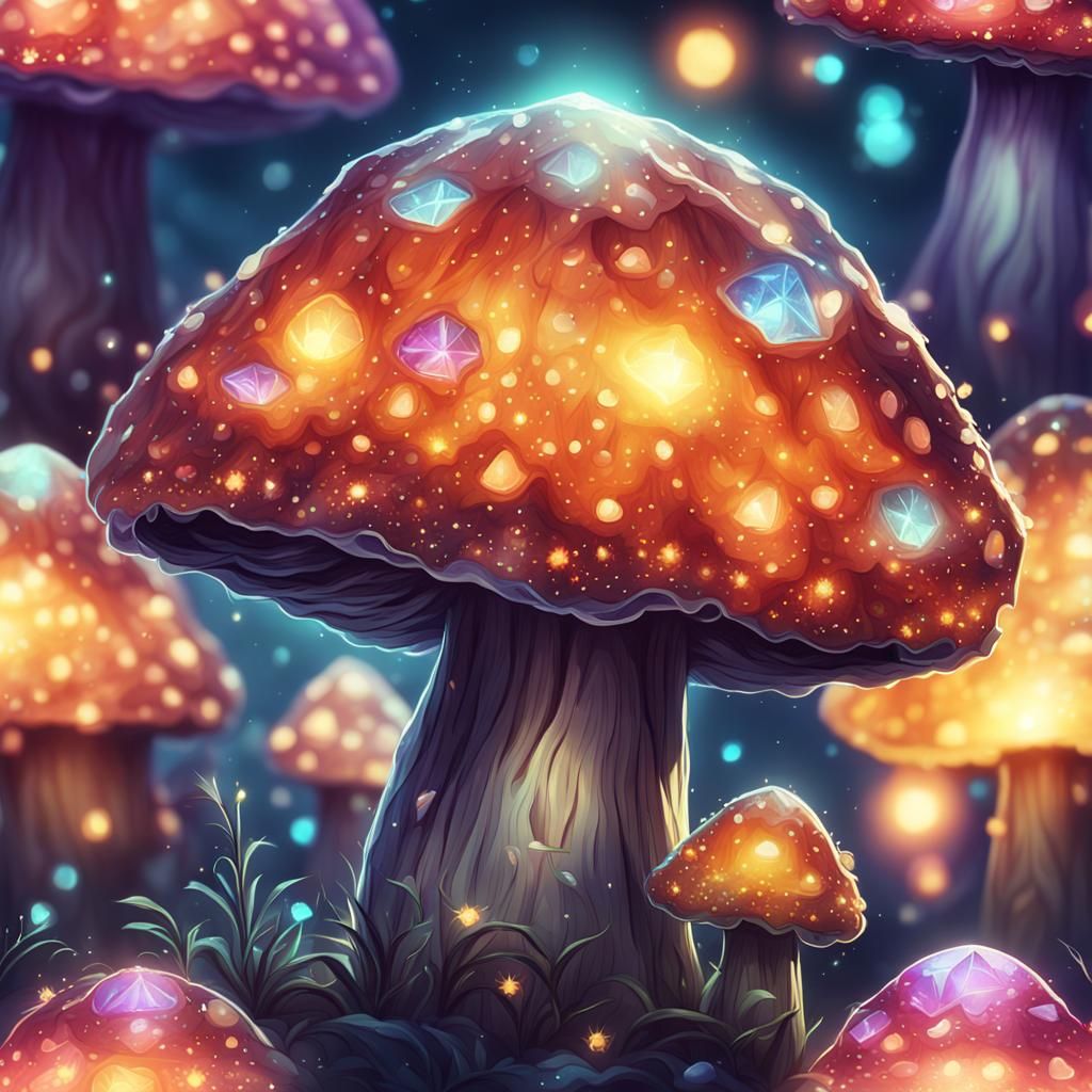 Glowing Crystal Mushroom in Fantasy Art Style