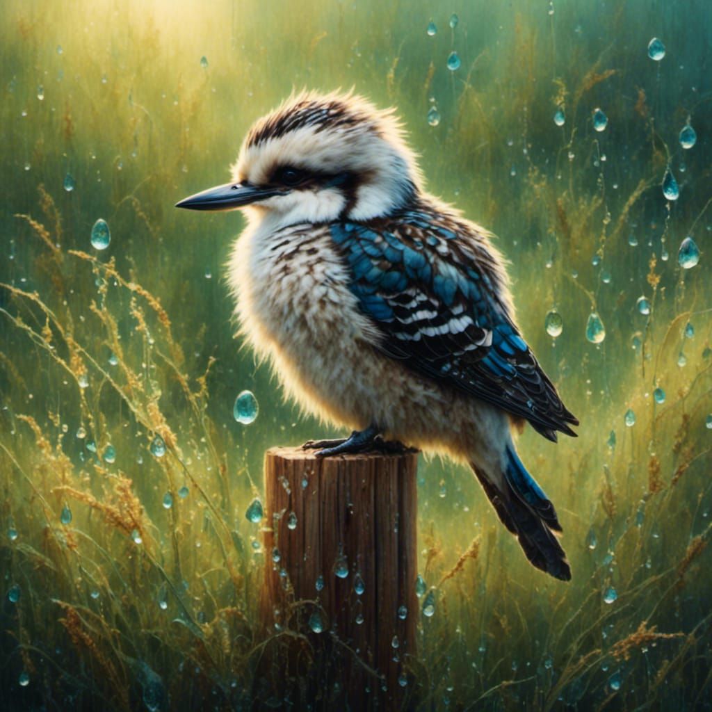 Kookaburra with Snake: Impressionist Oil Painting