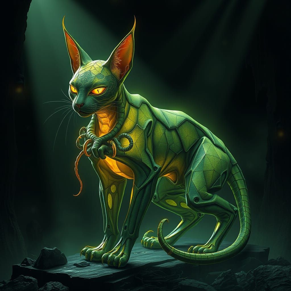 Lovecraftian Horror Cat in Eerie, Bioluminescent Volumetric ...