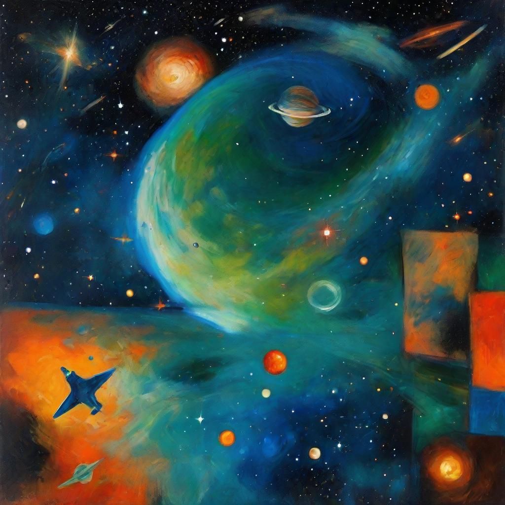 Night Orbital Landscape in Post-Expressionist Style