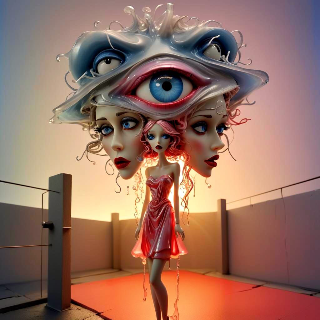 Pellucid Comic Feminine Rift: 3D Resin Model