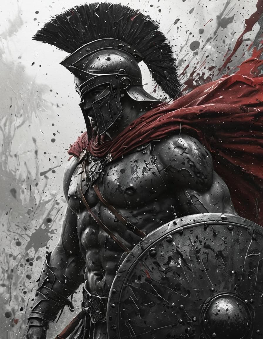 Ancient Spartan Warrior in Graffiti Art Style