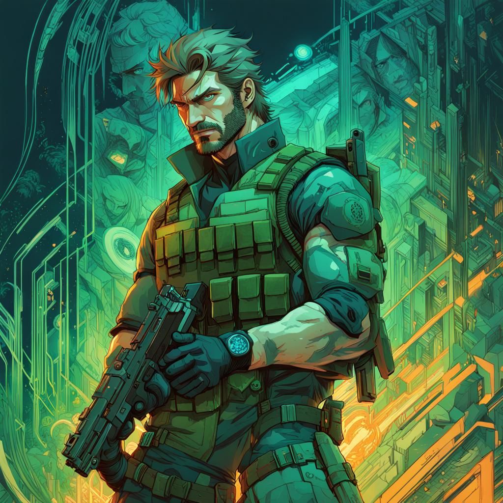 Solid Snake with Handgun Digital Painting