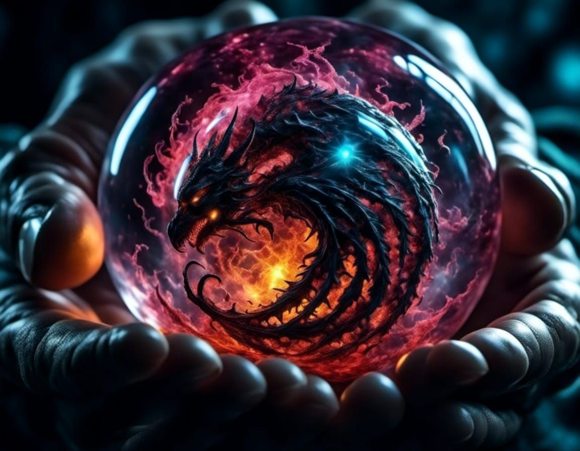 Dark Fantasy Sorcerer Trapping Gaseous Monster