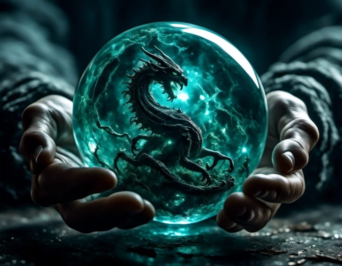 Gaseous Monster Trapped by Sorcerer in Orb