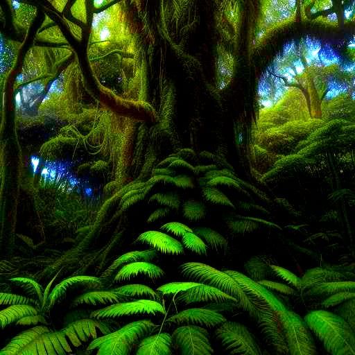 Rainforest Landscape Oil Painting in Hyperrealistic Style