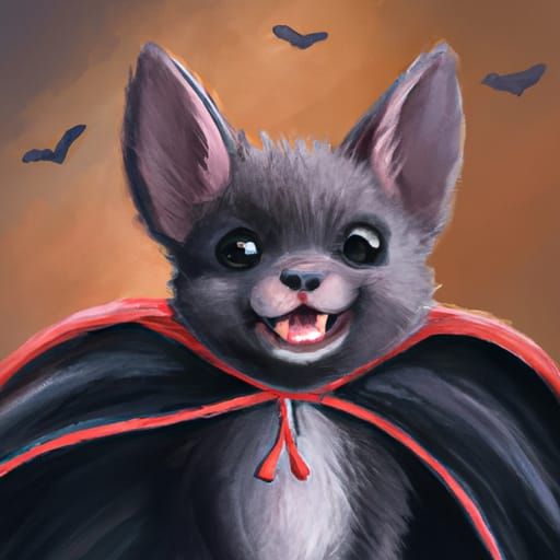 Cute Vampire Bat in Oil Painting Style