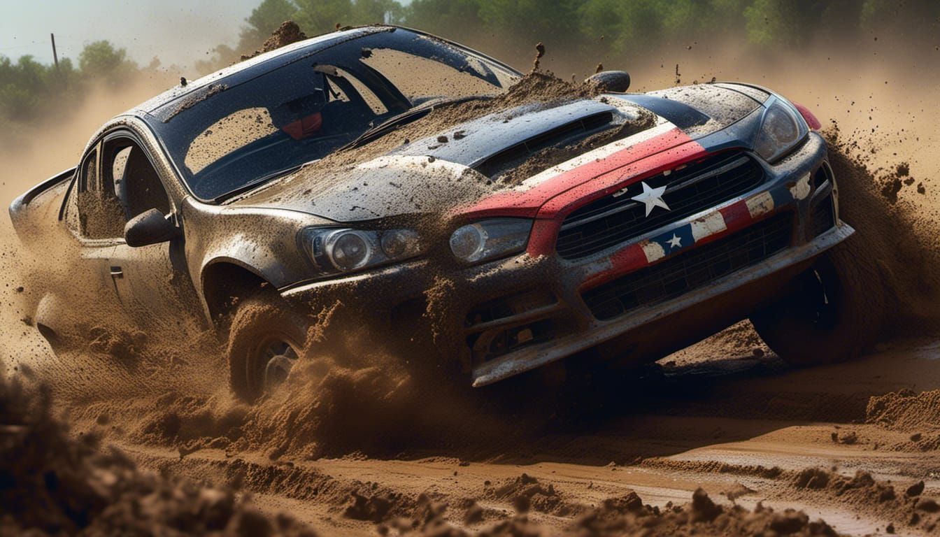 Fast Car Mud Runner in Hyperrealistic Style