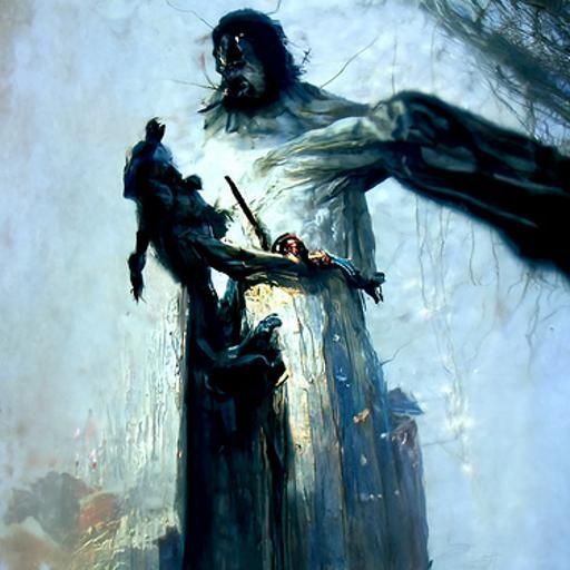 Christ Carrying the Cross in Horror Style