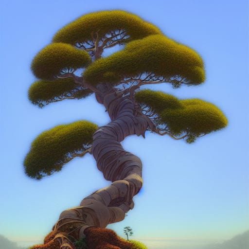 Eucalyptus Bonsai in Ghibli Anime Style