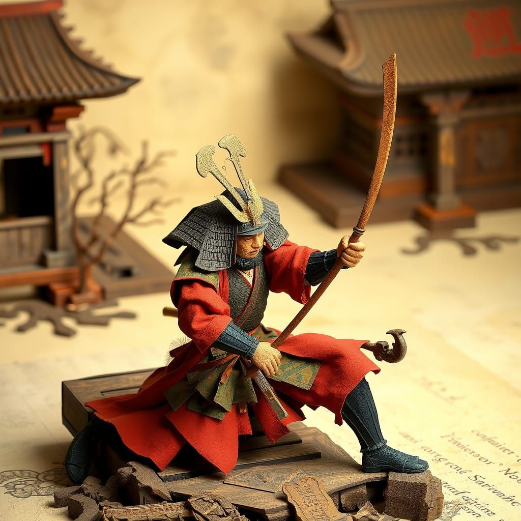 Samurai Paper Play Inspired by Japanese and Soutine Art