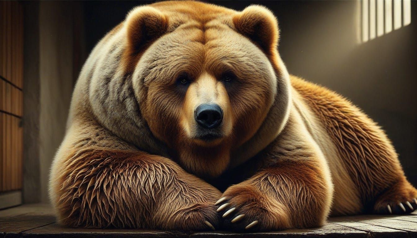 Majestic Obese Kodiak Bear in Masterpiece Portrait
