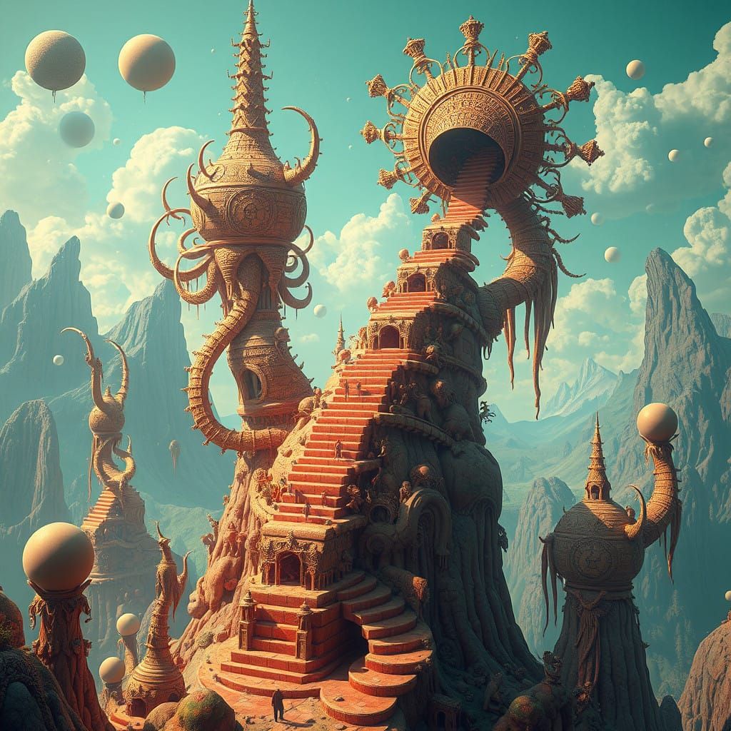 Ethereal Dreamscapes in Vibrant Art Nouveau Style