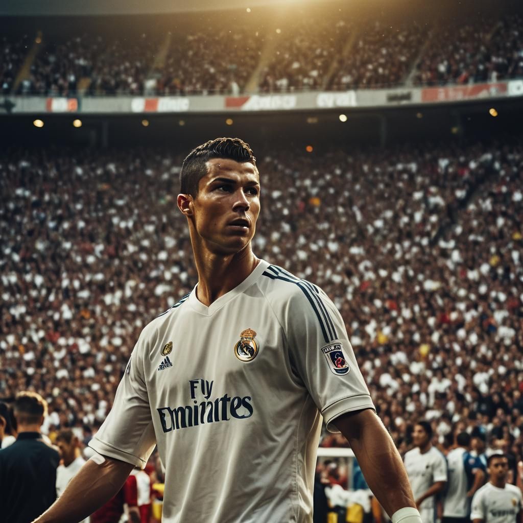 Cristiano Ronaldo in Real Madrid Jersey, Cinematic Style