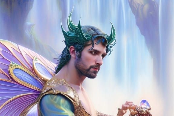 Fantasy Fairy King Portrait in Fairycore Style