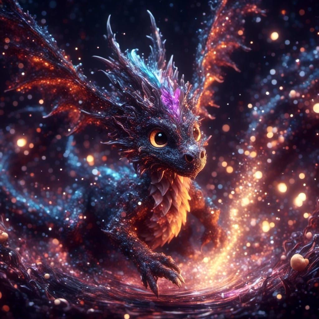 Sparkling Cute Dragon Digital Art
