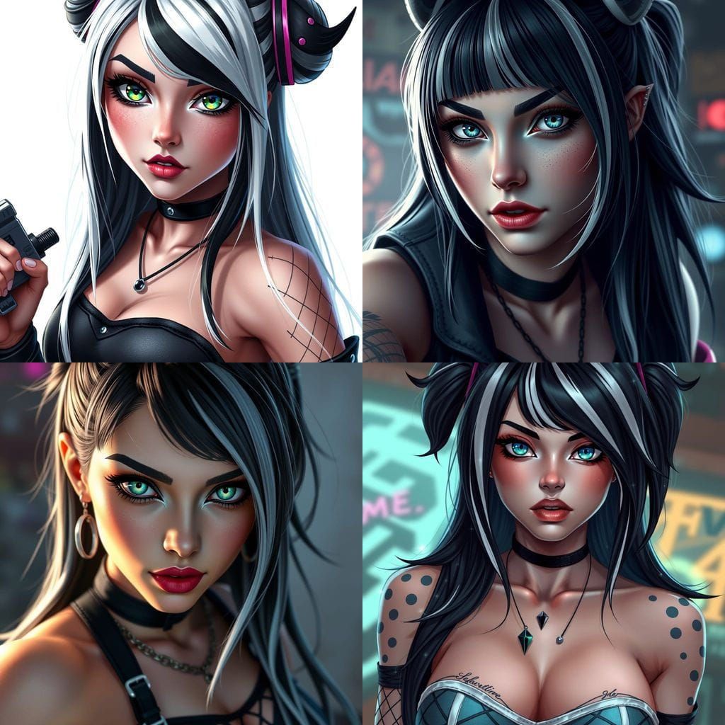 Gamer Girl with Heterochromia in Cyberpunk Chic