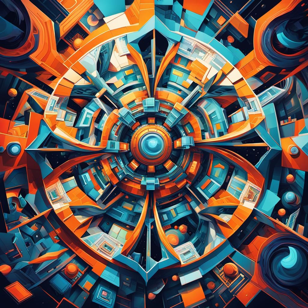 Geometric Kaleidoscope in Vibrant Digital Art