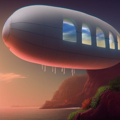 Water Blimp Fantasy Concept Art