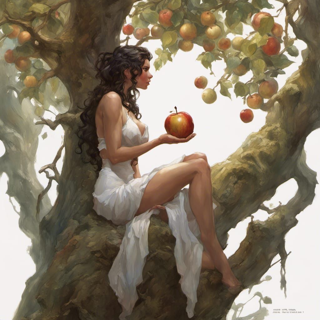 Eve and the Apple: Romantic Art Nouveau Portrait