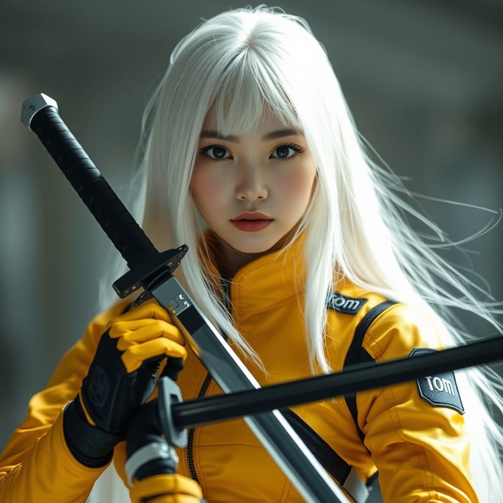 Cyberpunk Asian Woman with Samurai Sword