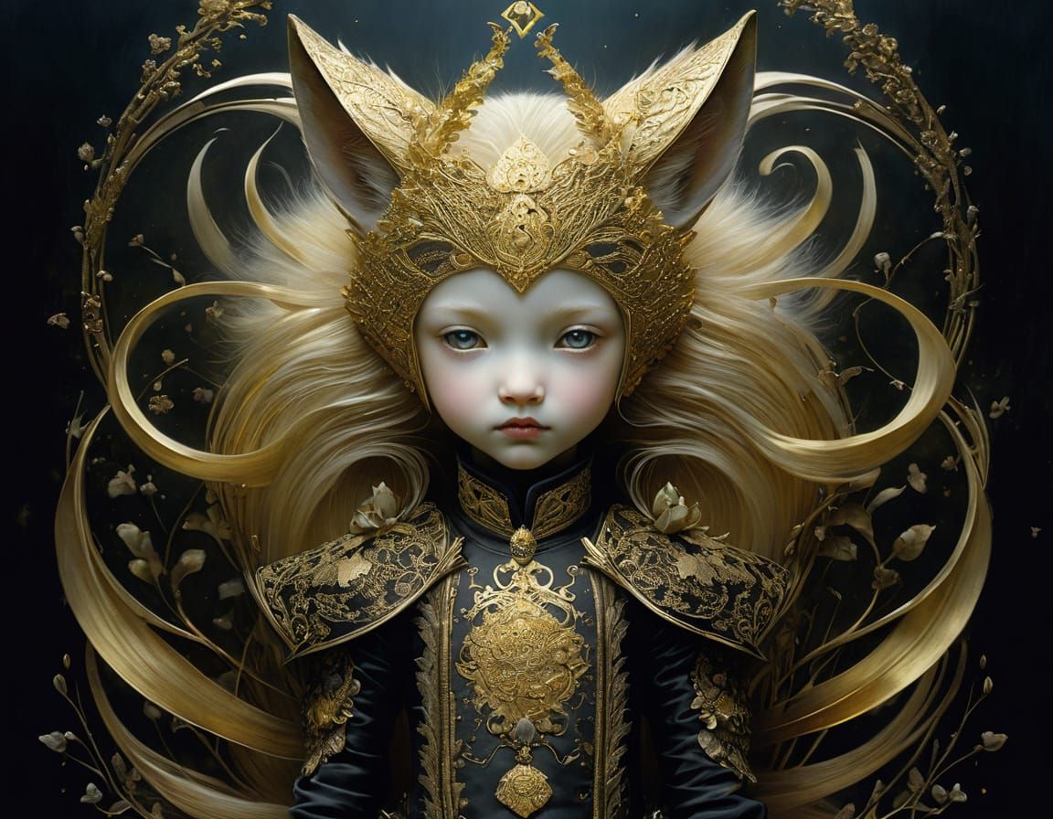 Detailed Fox Portrait in Mixed Artistic Styles