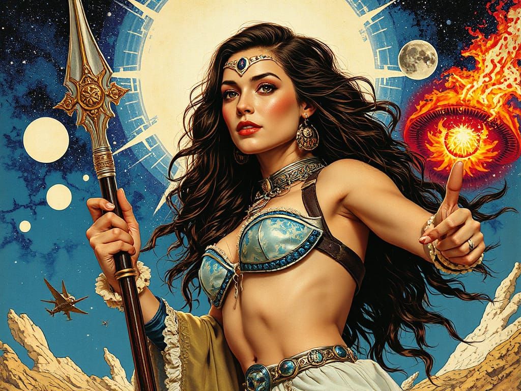 Psychedelic Warrior Woman: Hyperdetailed Visionary Art