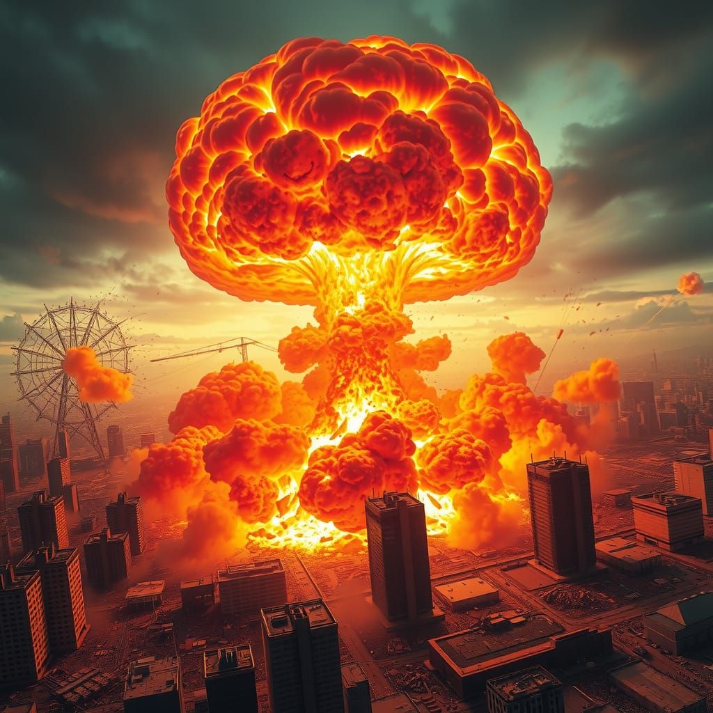 Nuclear Explosion Engulfs City in Fireball
