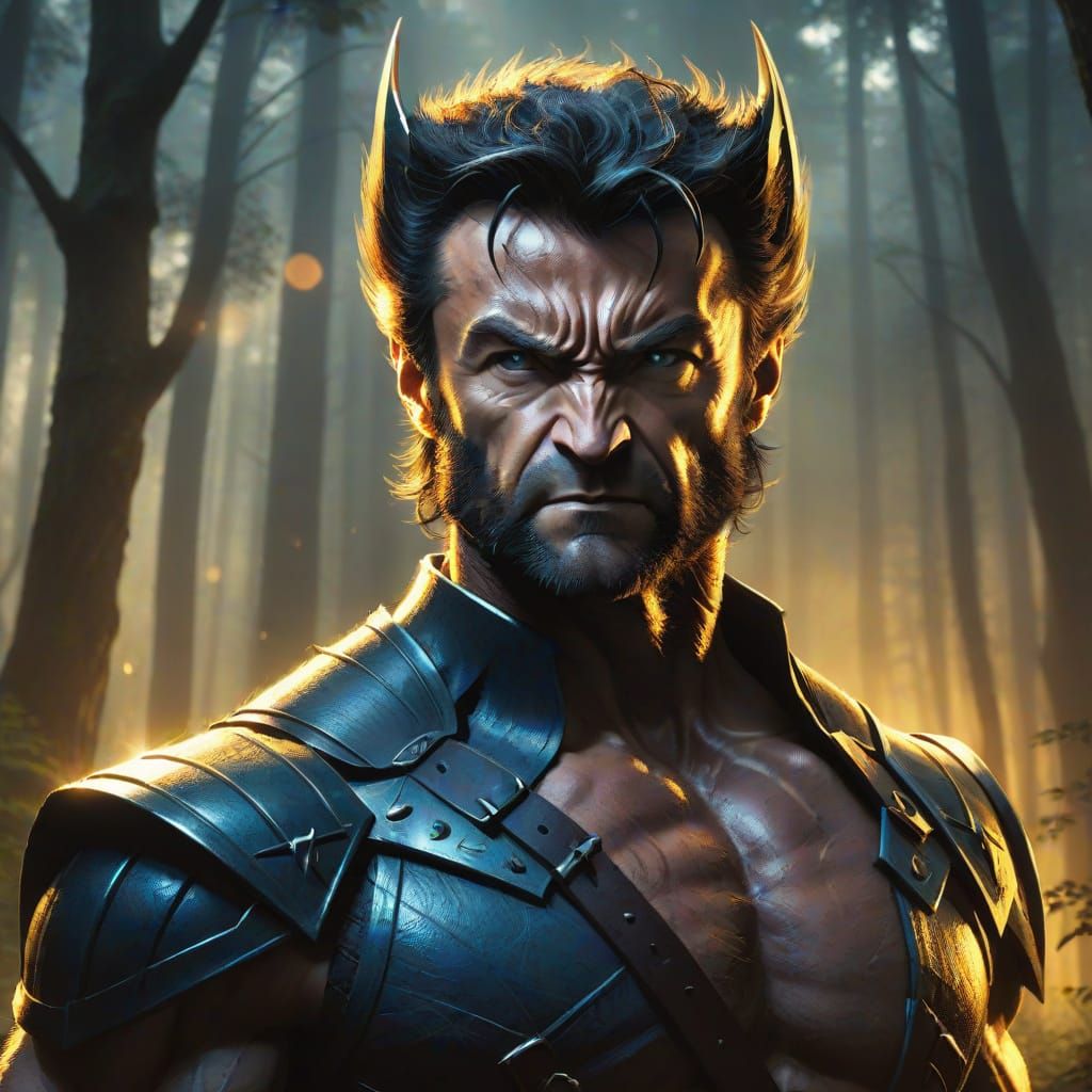 Wolverine in Mystical Forest, D&D Fantasy Art