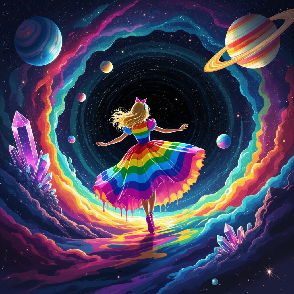 Alice in Wonderland Black Hole Surreal Dreamscape