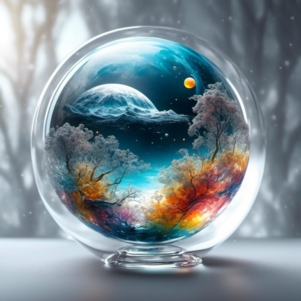 Glass Sphere Containing Distant Solar System