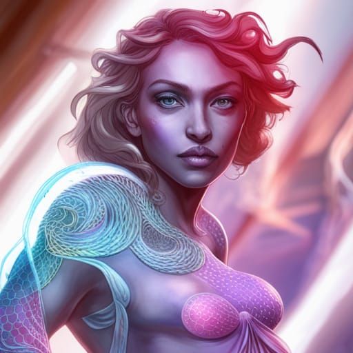 Hyperdetailed Mermaid Scale Portrait in Splash Art Style