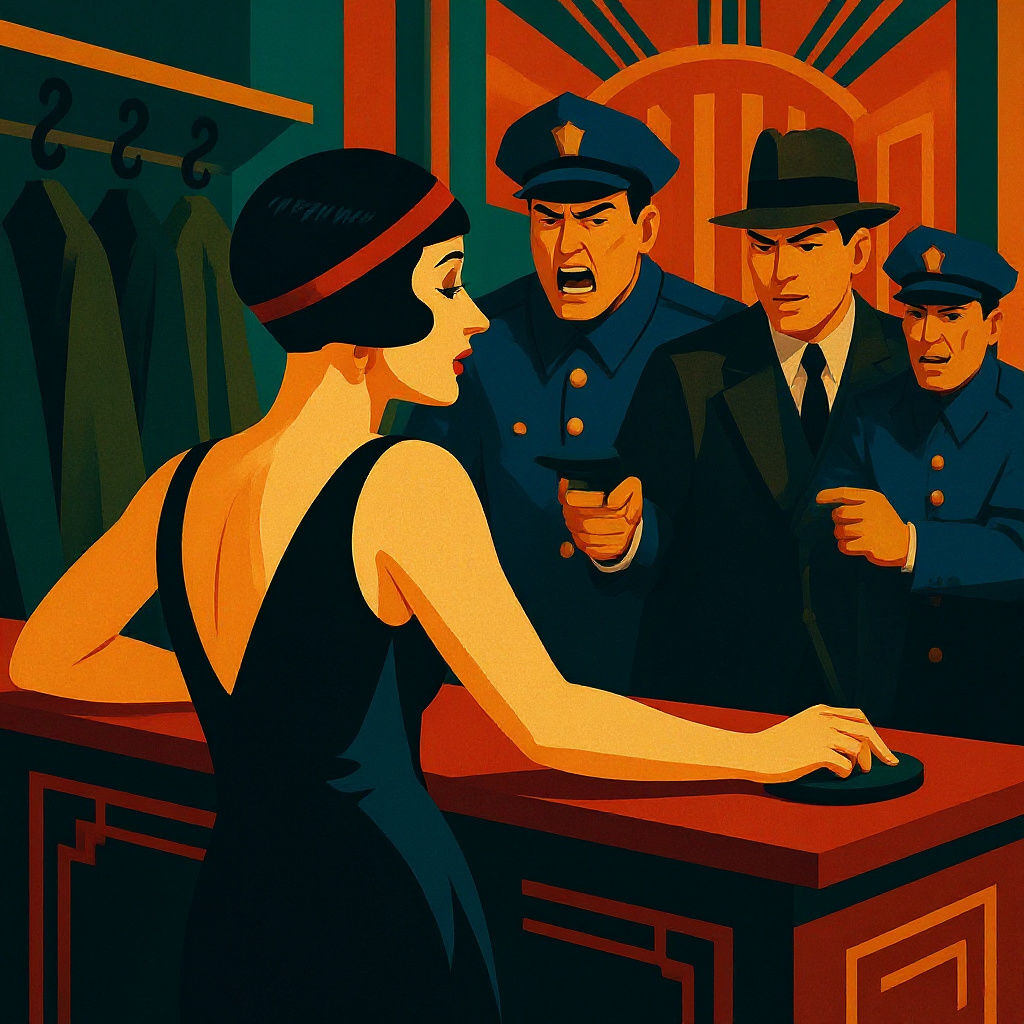 Art Deco Flapper's Secret Signal in Bold Colors