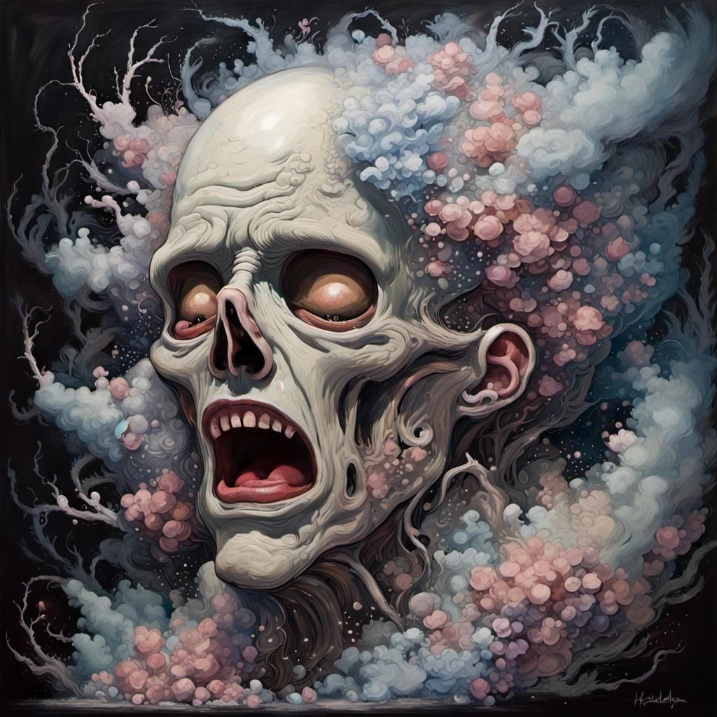 Cursed Sneezing Powder: A Macabre Digital Painting
