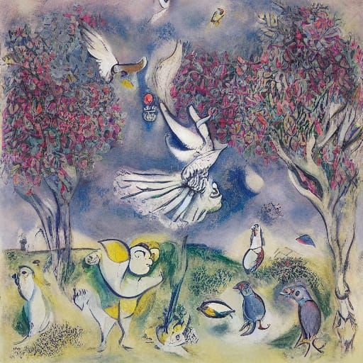 Giant Duck Ballerina in Chagall and Degas Style