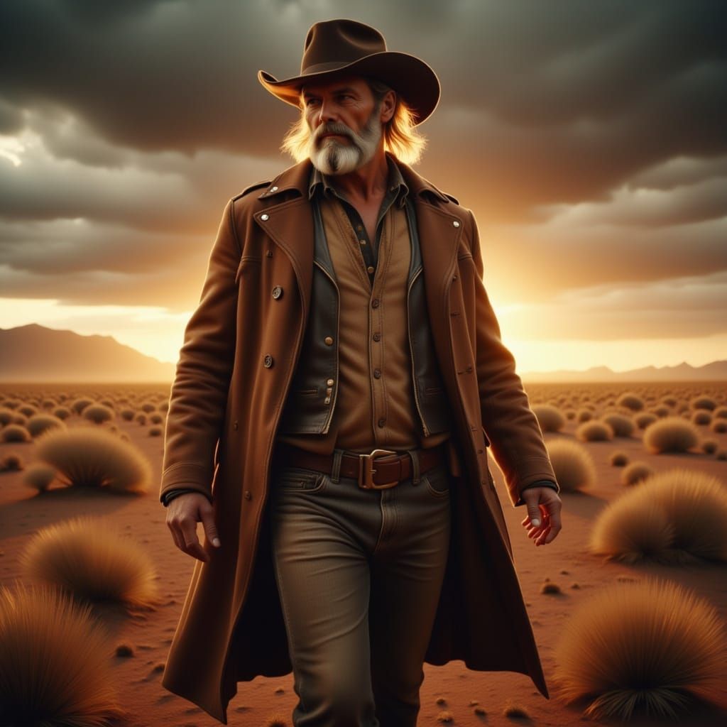 Dramatic Desert Wanderer in Hyperrealism Style