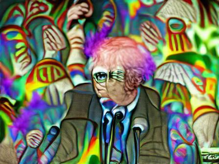 Psychedelic Bernie Sanders Rally: A Digital Dadaist Illustra...