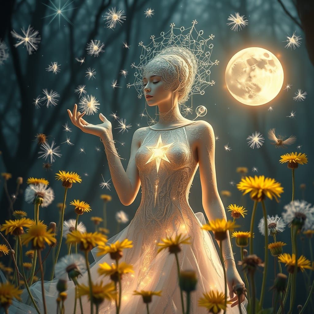 Cosmic Surrealism: Ethereal Being in Dreamscape