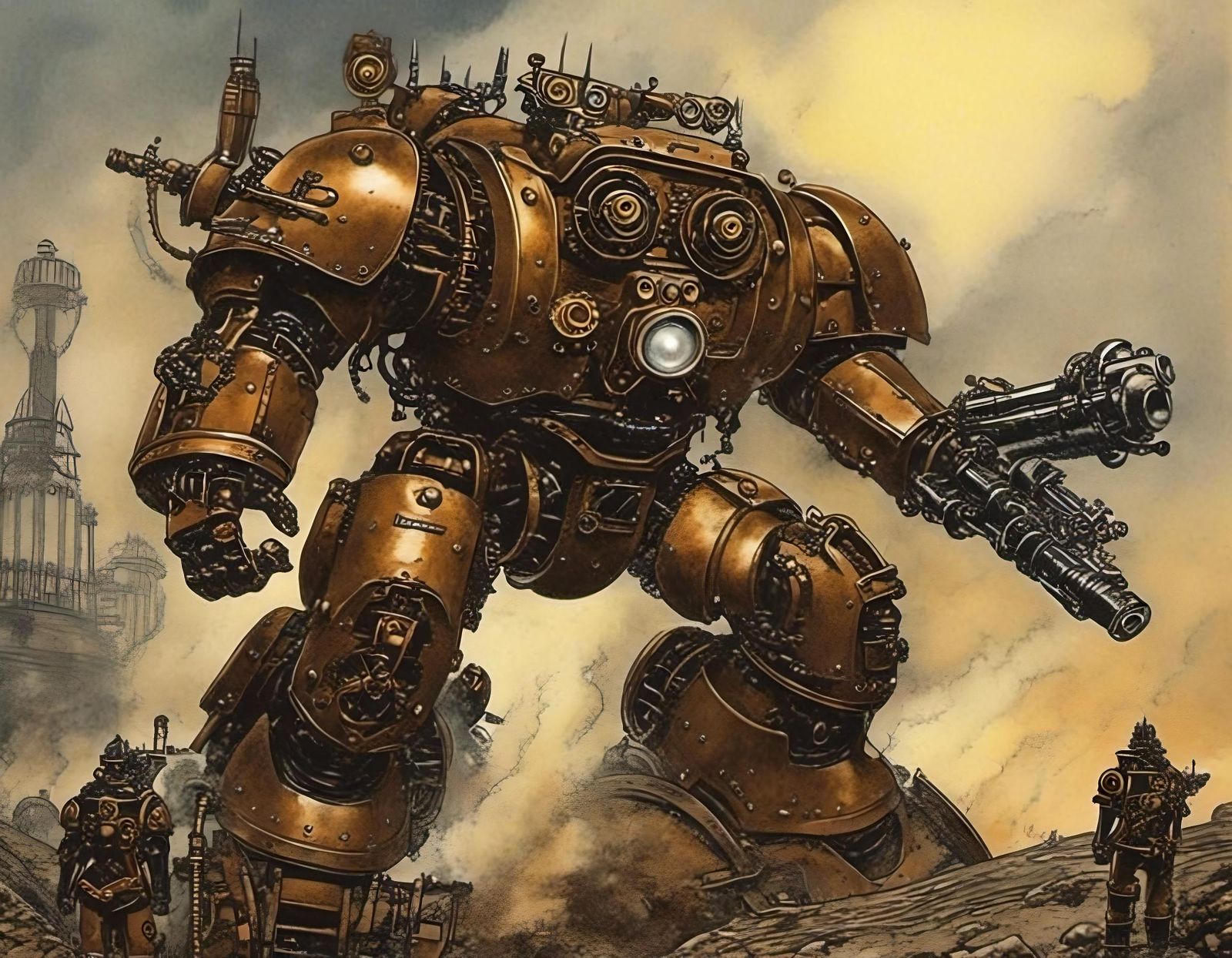 Steampunk Cyborg Dreadnought in Comic Book Art