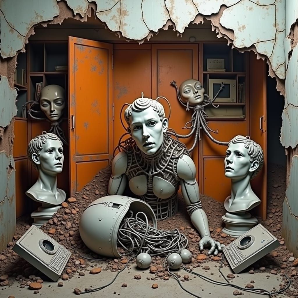 Post-Industrial Ruin: Shattered Plaster Statues and Twisted ...