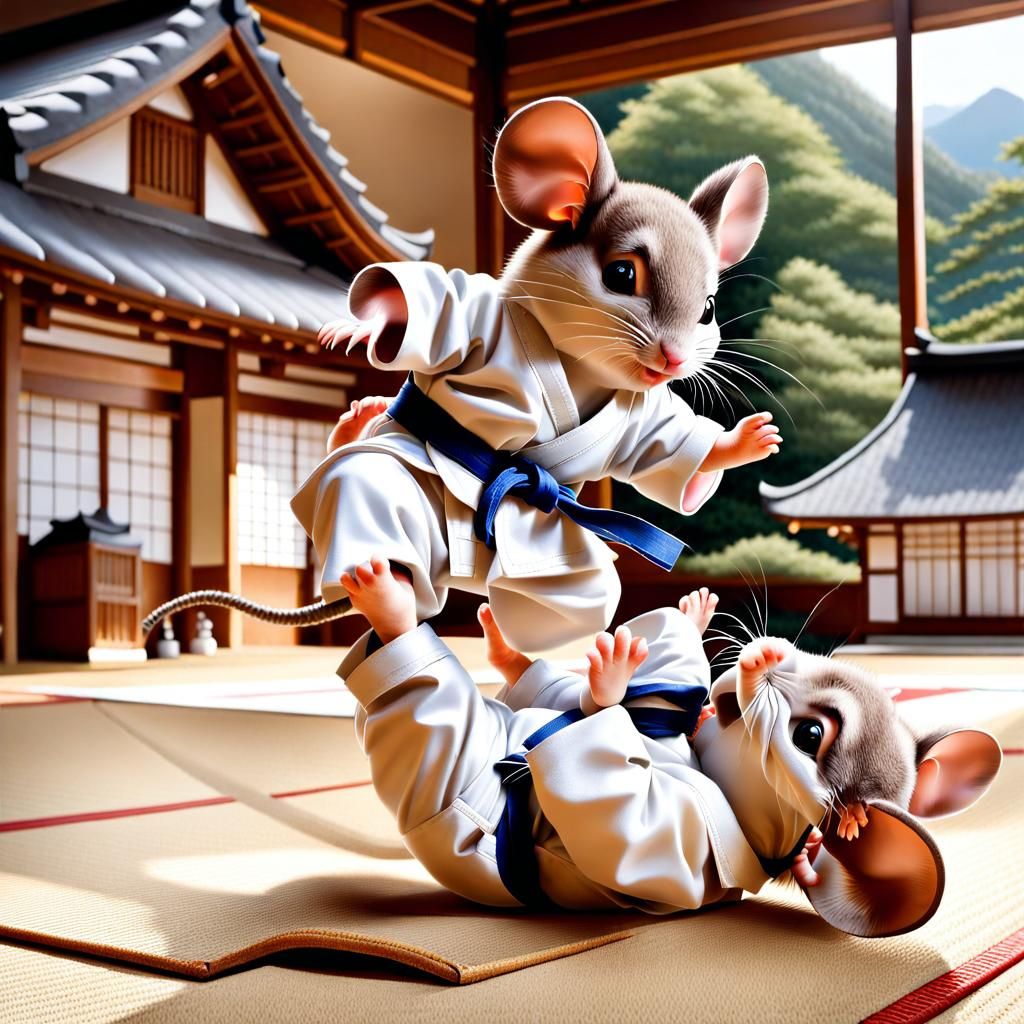Mice Kumite: Hyperrealistic Judo Match in Rural Japan