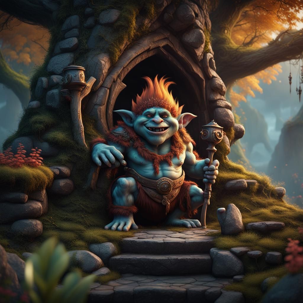 Kind Troll in Detailed Matte Painting