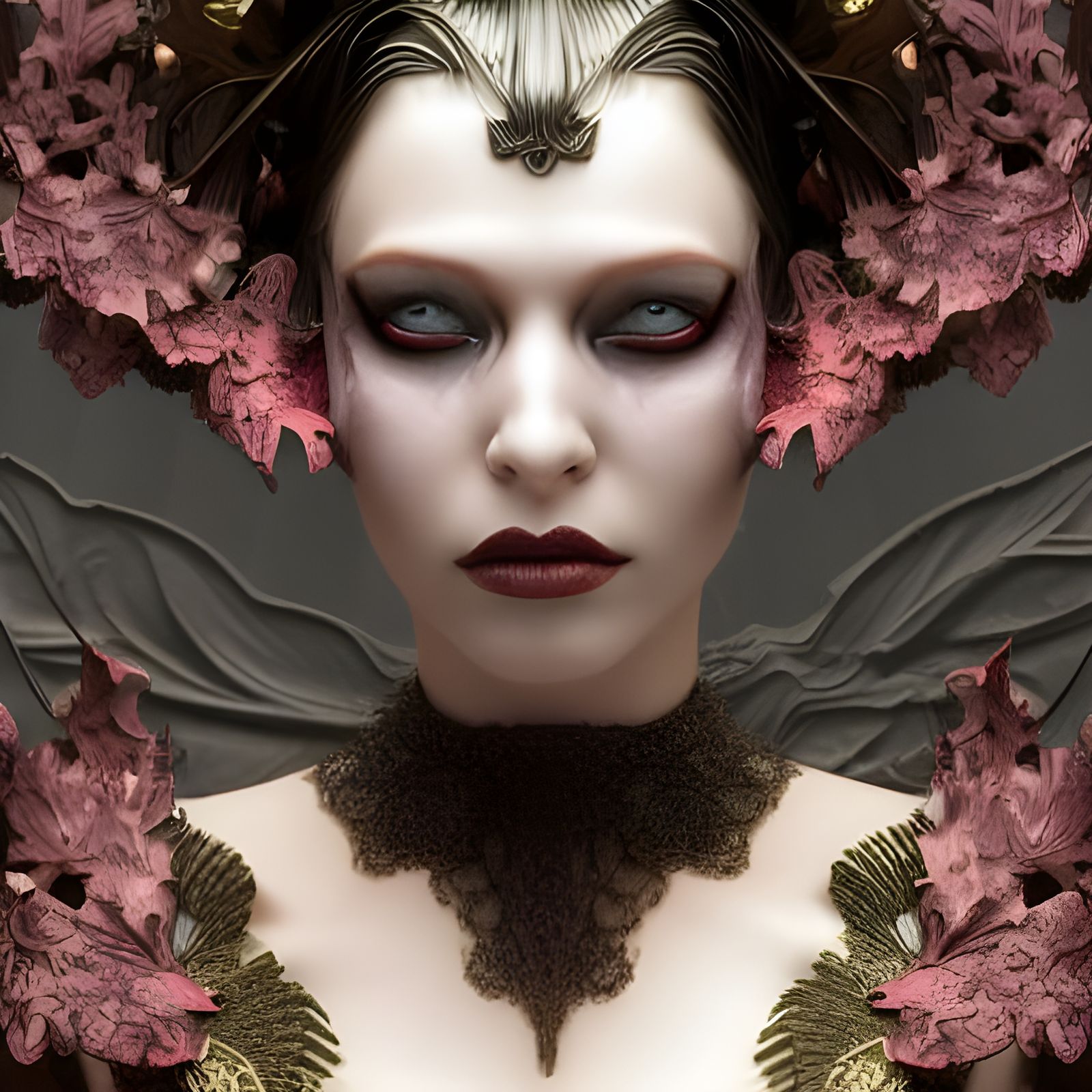 Sensual Vampire Portrait in Art Nouveau Style